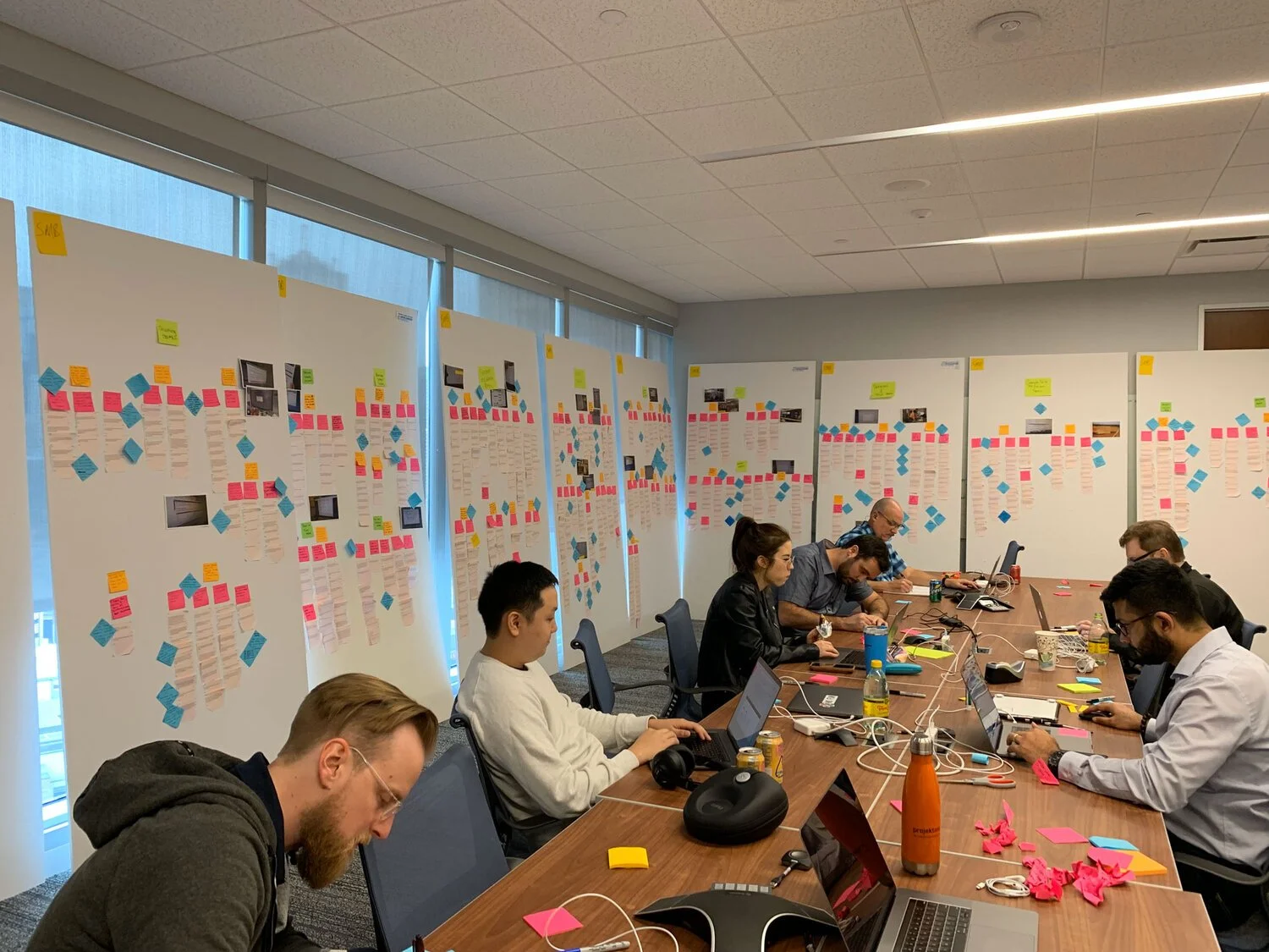 Design team synthesizing Worldwide Express research findings